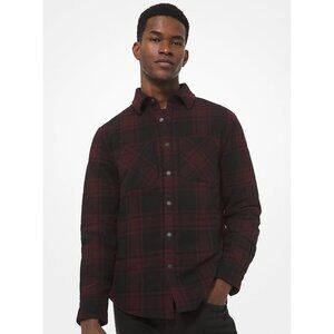 Michael Kors Shirt Jacket Men’s XL Buffalo Plaid Check Woven Shirt Red Black
